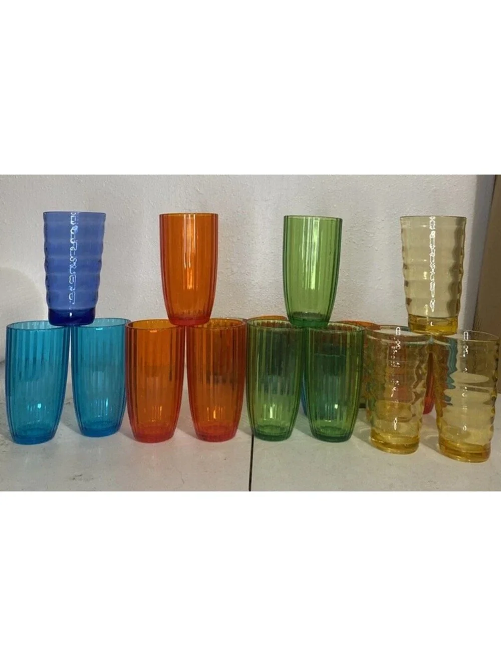 Set of 21 Large / Small Multi-color Tumblers Cup Plastic Big Medium Small Mixed